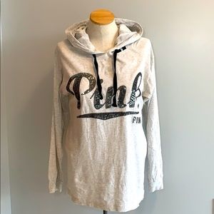 VS PINK lightweight t-shirt sequin hoodie. Size M.